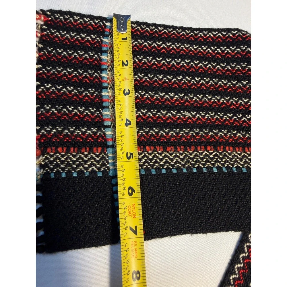 Paul Bianculli Handwoven Scarf  Multi color Striped‎ Fringe Artisan vintage